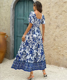 Casual Printed A-Line Long Dress for Effortless Vacation Style