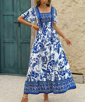 Casual Printed A-Line Long Dress for Effortless Vacation Style