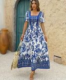 Casual Printed A-Line Long Dress for Effortless Vacation Style