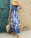 Casual Printed A-Line Long Dress for Effortless Vacation Style