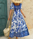 Casual Printed A-Line Long Dress for Effortless Vacation Style