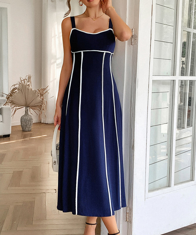 Casual Spaghetti Strap Dress in Navy Apricot Green Red