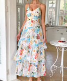 Elegant Strap Printed Cake Dress in Chic Colors for Any Occasion