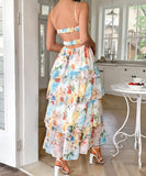 Elegant Strap Printed Cake Dress in Chic Colors for Any Occasion
