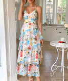 Elegant Strap Printed Cake Dress in Chic Colors for Any Occasion
