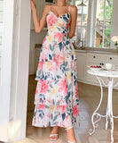Elegant Strap Printed Cake Dress in Chic Colors for Any Occasion