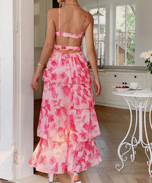 Elegant Strap Printed Cake Dress in Chic Colors for Any Occasion