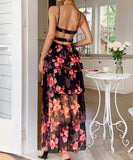 Elegant Strap Printed Cake Dress in Chic Colors for Any Occasion