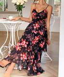 Elegant Strap Printed Cake Dress in Chic Colors for Any Occasion