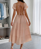 Casual Vacation Cinched A-Line Long Dress For Effortless Style