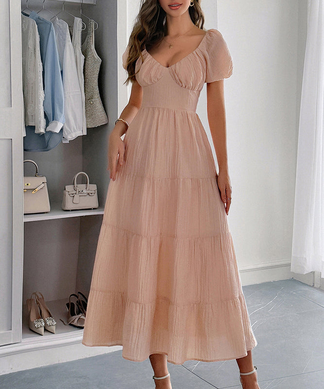 Casual Vacation Cinched A-Line Long Dress For Effortless Style