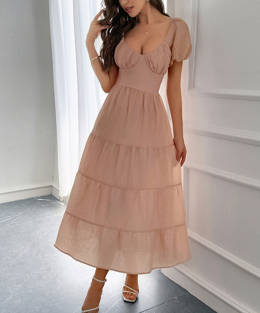 Casual Vacation Cinched A-Line Long Dress For Effortless Style
