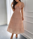 Casual Vacation Cinched A-Line Long Dress For Effortless Style