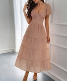 Casual Vacation Cinched A-Line Long Dress For Effortless Style