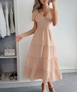 Casual Vacation Cinched A-Line Long Dress For Effortless Style