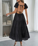Casual Vacation Cinched A-Line Long Dress For Effortless Style