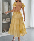 Casual Vacation Cinched A-Line Long Dress For Effortless Style