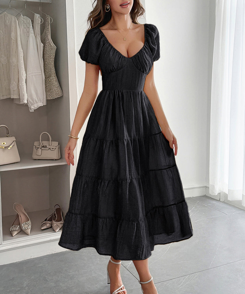 Casual Vacation Cinched A-Line Long Dress For Effortless Style