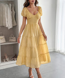 Casual Vacation Cinched A-Line Long Dress For Effortless Style