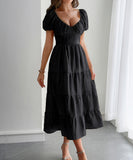 Casual Vacation Cinched A-Line Long Dress For Effortless Style