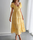 Casual Vacation Cinched A-Line Long Dress For Effortless Style