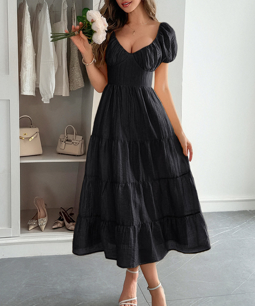 Casual Vacation Cinched A-Line Long Dress For Effortless Style