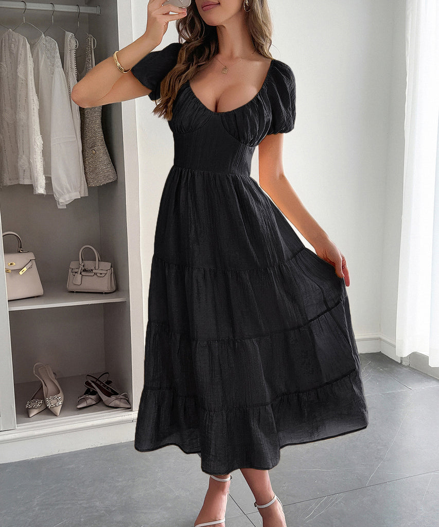 Casual Vacation Cinched A-Line Long Dress For Effortless Style