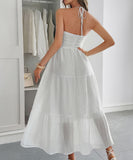 Casual Vacation Halter Neck Semi-Transparent Summer Dress
