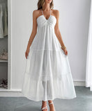 Casual Vacation Halter Neck Semi-Transparent Summer Dress