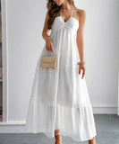Casual Vacation Halter Neck Semi-Transparent Summer Dress