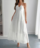 Casual Vacation Halter Neck Semi-Transparent Summer Dress