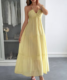 Casual Vacation Halter Neck Semi-Transparent Summer Dress
