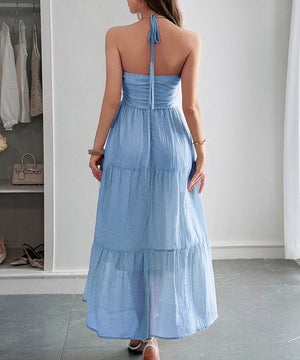 Casual Vacation Halter Neck Semi-Transparent Summer Dress