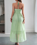 Casual Vacation Halter Neck Semi-Transparent Summer Dress