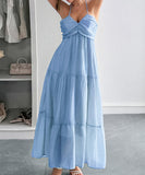 Casual Vacation Halter Neck Semi-Transparent Summer Dress