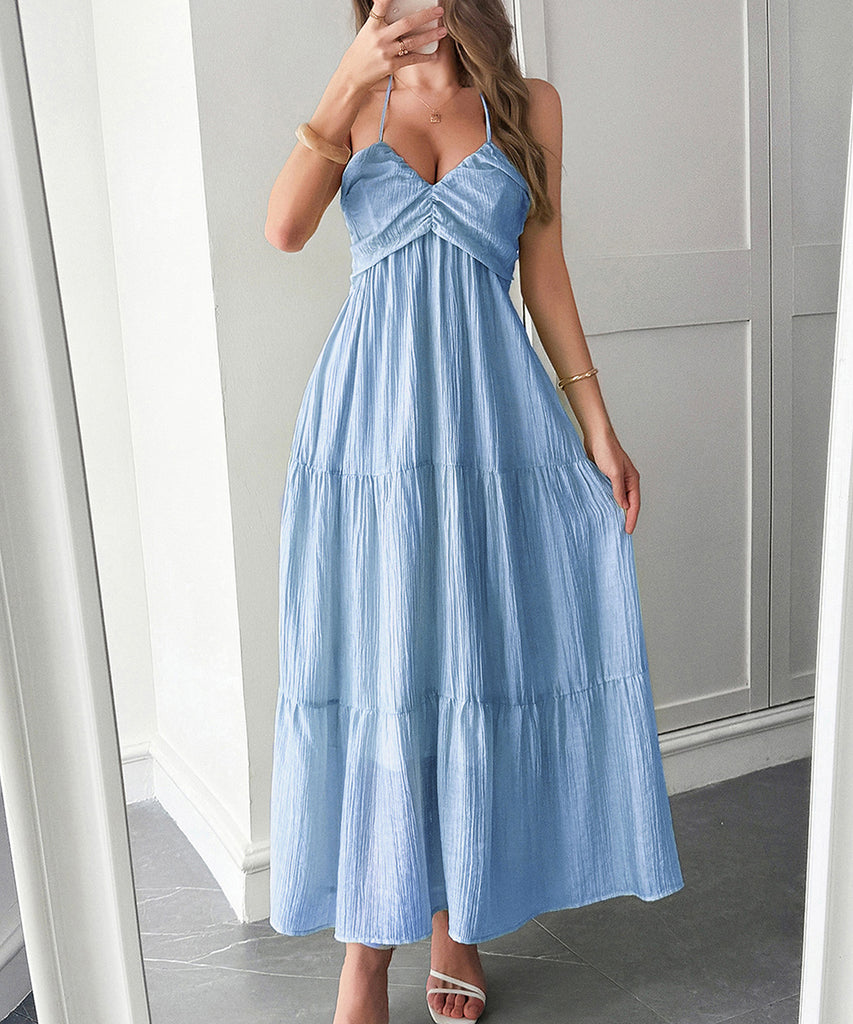 Casual Vacation Halter Neck Semi-Transparent Summer Dress
