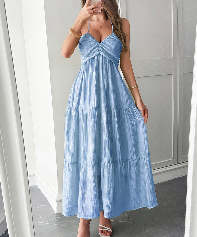 Casual Vacation Halter Neck Semi-Transparent Summer Dress