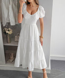 Casual Vacation Cinched A-Line Long Dress For Effortless Style