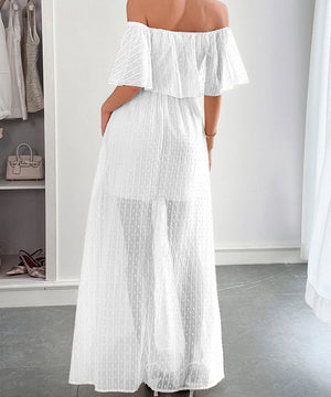 Off The Shoulder Corset Long Dress With Short Sleeves For Women