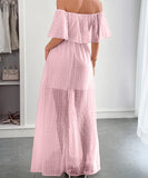 Off The Shoulder Corset Long Dress With Short Sleeves For Women