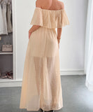 Off The Shoulder Corset Long Dress With Short Sleeves For Women