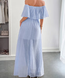Off The Shoulder Corset Long Dress With Short Sleeves For Women