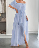 Off The Shoulder Corset Long Dress With Short Sleeves For Women