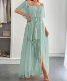 Off The Shoulder Corset Long Dress With Short Sleeves For Women