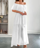 Off The Shoulder Corset Long Dress With Short Sleeves For Women