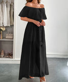 Off The Shoulder Corset Long Dress With Short Sleeves For Women