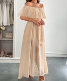 Off The Shoulder Corset Long Dress With Short Sleeves For Women