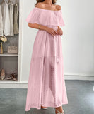 Off The Shoulder Corset Long Dress With Short Sleeves For Women