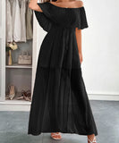 Off The Shoulder Corset Long Dress With Short Sleeves For Women