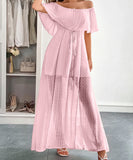 Off The Shoulder Corset Long Dress With Short Sleeves For Women